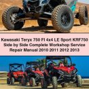 Kawasaki Teryx 750 FI 4x4 LE Sport KRF750 Side by Side Workshop Service Repair Manual 2010-2013 PDF