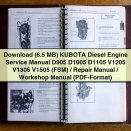 Kubota Diesel Engine Service Manual D905 D1005 D1105 V1205 V1305 V1505 (FSM) Repair Manual Workshop Manual (PDF Format)