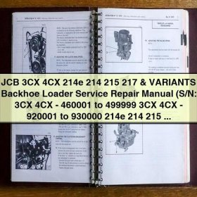 JCB 3CX 4CX 214e 214 215 217 & Variants Backhoe Loader Service Repair Manual